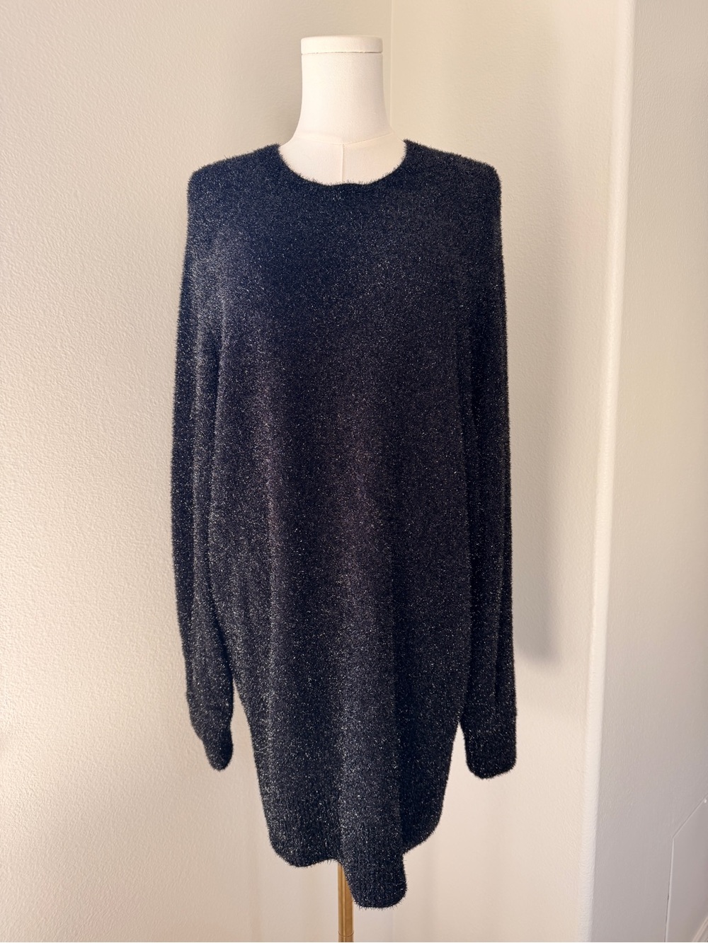 AllSaints Black Sparkle Scoop Neck Sweater